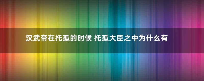 汉武帝在托孤的时候 托孤大臣之中为什么有一个匈奴人